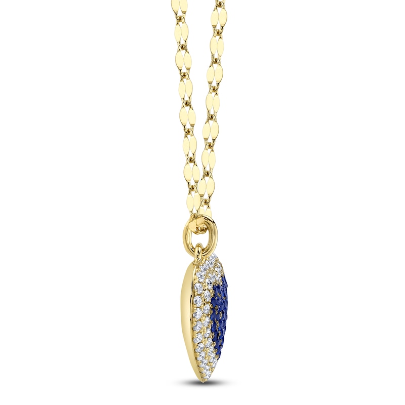Main Image 2 of Shy Creation Natural Blue Sapphire & Diamond Heart Necklace 1/4 ct tw 14K Yellow Gold 18" JR55011953