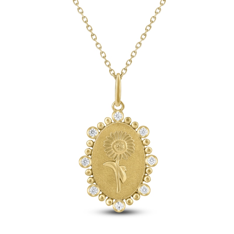 Main Image 1 of Aster Birth Flower Diamond Necklace 1/4 ct tw 10K Yellow Gold 18"