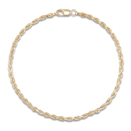 Solid Glitter Rope Chain Bracelet 2.4mm 14K Yellow Gold 7.25"