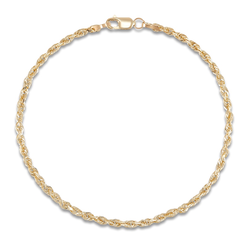 Main Image 1 of Solid Glitter Rope Chain Bracelet 2.4mm 14K Yellow Gold 7.25"