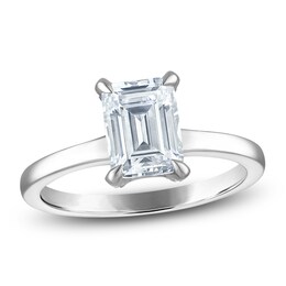 Certified Emerald-Cut Diamond Solitaire Plus Engagement Ring 1-5/8 ct tw 14K White Gold