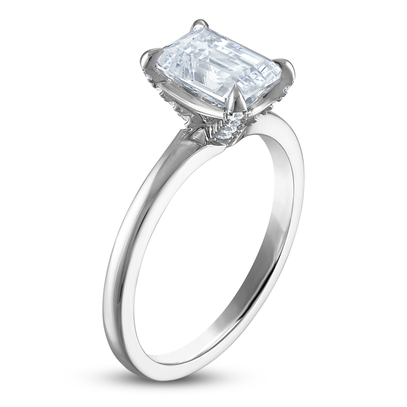 Main Image 2 of Certified Emerald-Cut Diamond Solitaire Plus Engagement Ring 1-5/8 ct tw 14K White Gold