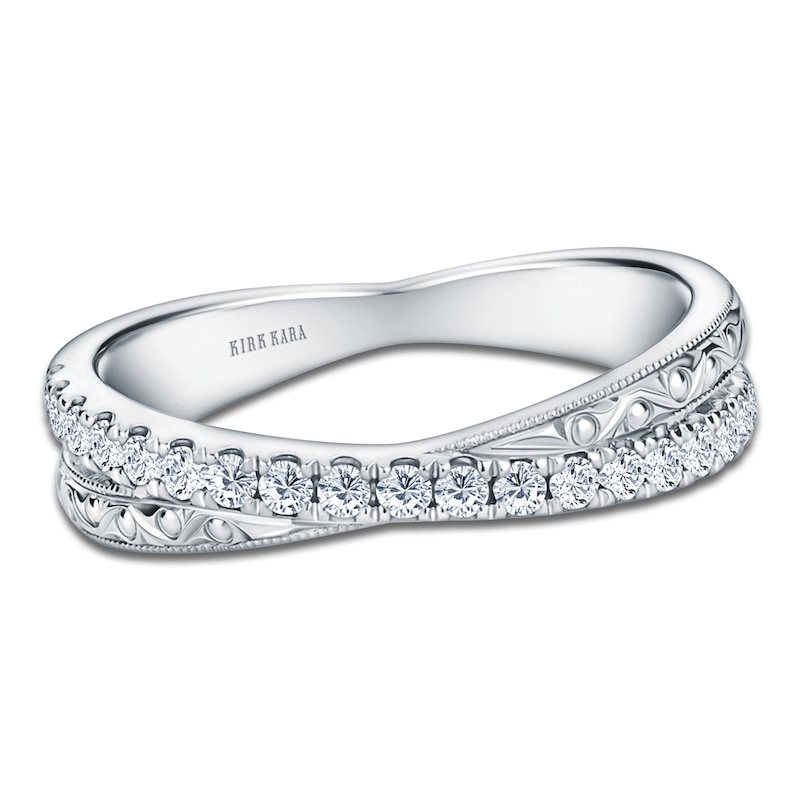 Main Image 1 of Kirk Kara Diamond Filigree Crossover Wedding Band 1/4 ct tw 18K White Gold