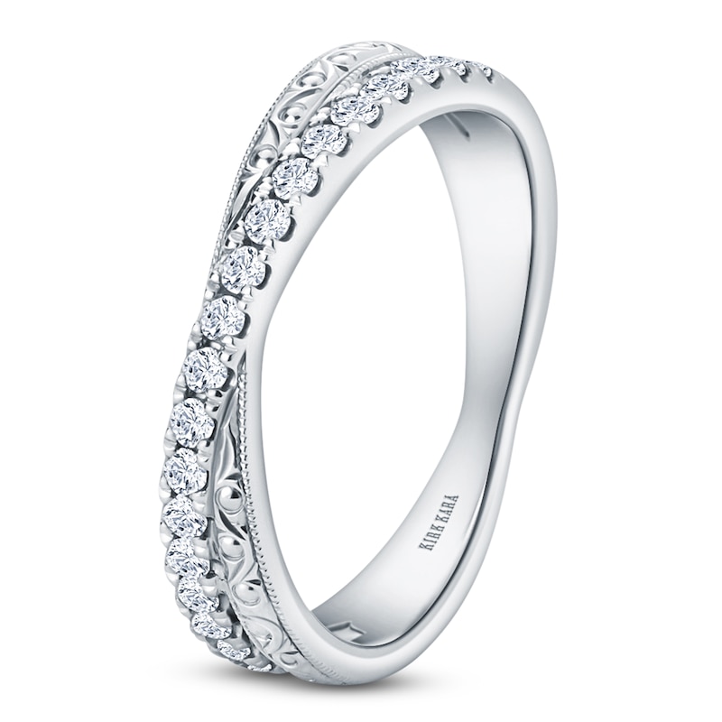 Main Image 2 of Kirk Kara Diamond Filigree Crossover Wedding Band 1/4 ct tw 18K White Gold