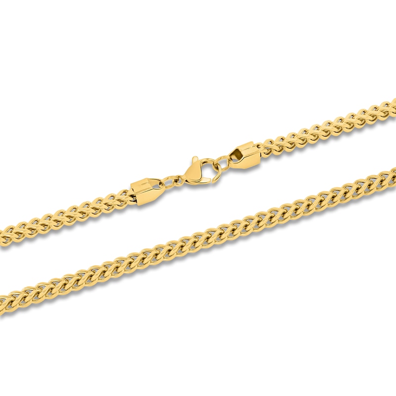 Main Image 2 of Men's Franco Chain Necklace 3mm Yellow Ion-Plated Stainless Steel 24"