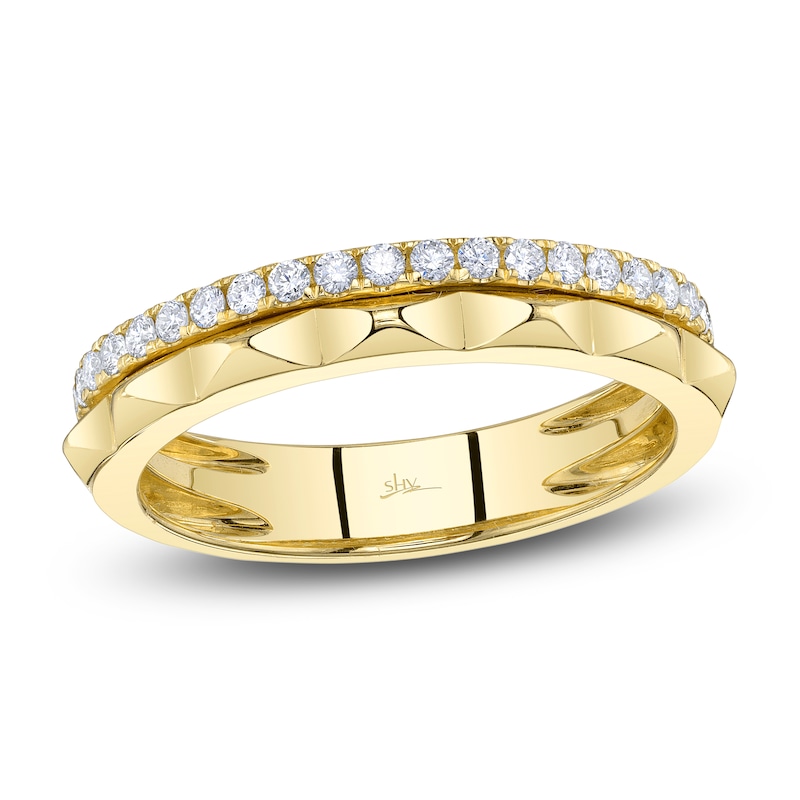 Main Image 1 of Shy Creation Diamond Angled Ring 1/4 ct tw 14K Yellow Gold SC55024880Z7