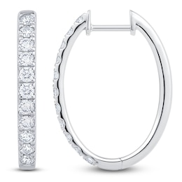 Lab-Grown Diamond Oval Hoop Earrings 1 ct tw 14K White Gold
