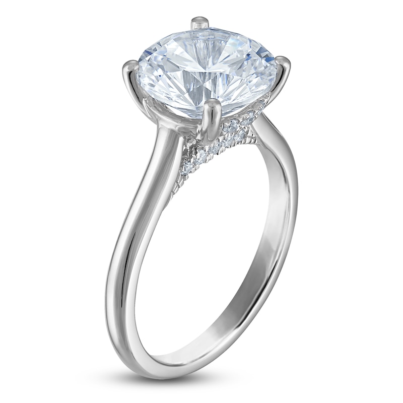 Main Image 2 of Round-Cut Lab-Grown Diamond Solitaire Plus Engagement Ring 4-1/6 ct tw Platinum (VS2/F)