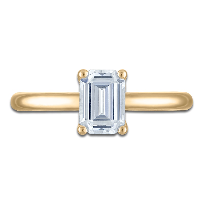 Main Image 3 of Emerald-Cut Lab-Grown Diamond Solitaire Plus Engagement Ring 1 ct tw 18K Yellow Gold (VS2/F)