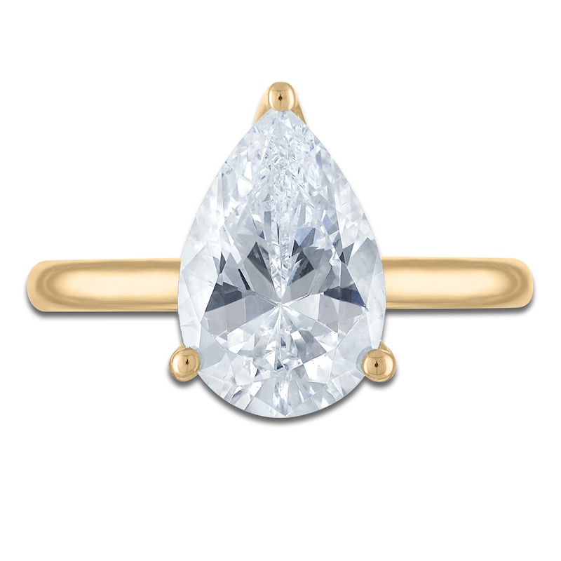 Main Image 3 of Pear-Shaped Lab-Grown Diamond Solitaire Plus Engagement Ring 2-5/8 ct tw 18K Yellow Gold (VS2/F)