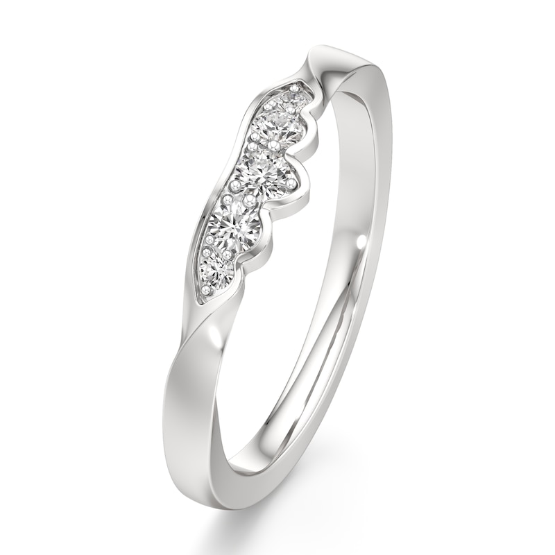 Main Image 4 of J'Lure Lab-Grown Diamond Scalloped Wedding Band 1/6 ct tw 18K White Gold