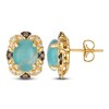 Thumbnail Image 1 of Le Vian Oval-Cut Natural Aquaprase Earrings 1/4 ct tw Diamonds 14K Honey Gold