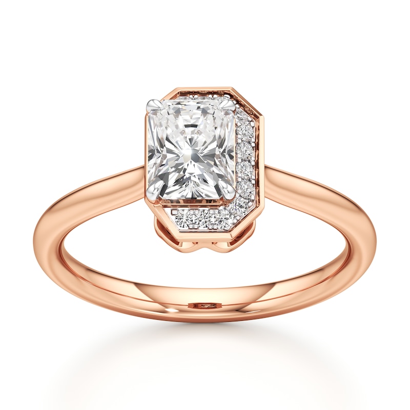 Main Image 1 of J'Lure Radiant Brilliant-Cut Lab-Grown Diamond Half-Halo Engagement Ring 1 ct tw 18K Rose Gold