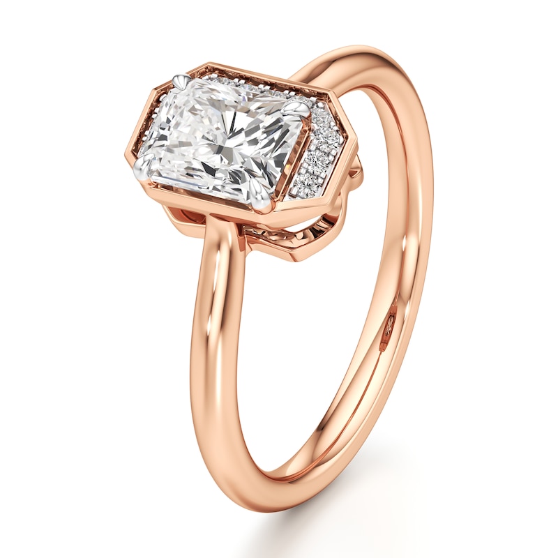 Main Image 4 of J'Lure Radiant Brilliant-Cut Lab-Grown Diamond Half-Halo Engagement Ring 1 ct tw 18K Rose Gold