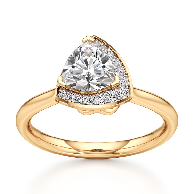 Main Image 1 of J'Lure Trillion Curved Brilliant-Cut Lab-Grown Diamond Half-Halo Engagement Ring 1 ct tw 18K Yellow Gold