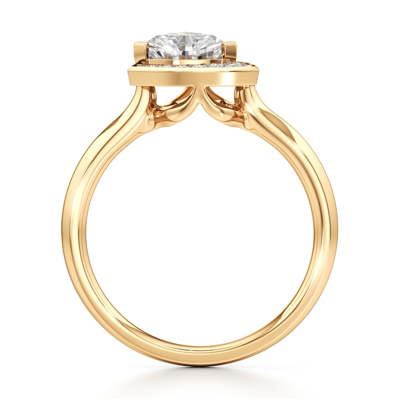 Main Image 2 of J'Lure Trillion Curved Brilliant-Cut Lab-Grown Diamond Half-Halo Engagement Ring 1 ct tw 18K Yellow Gold