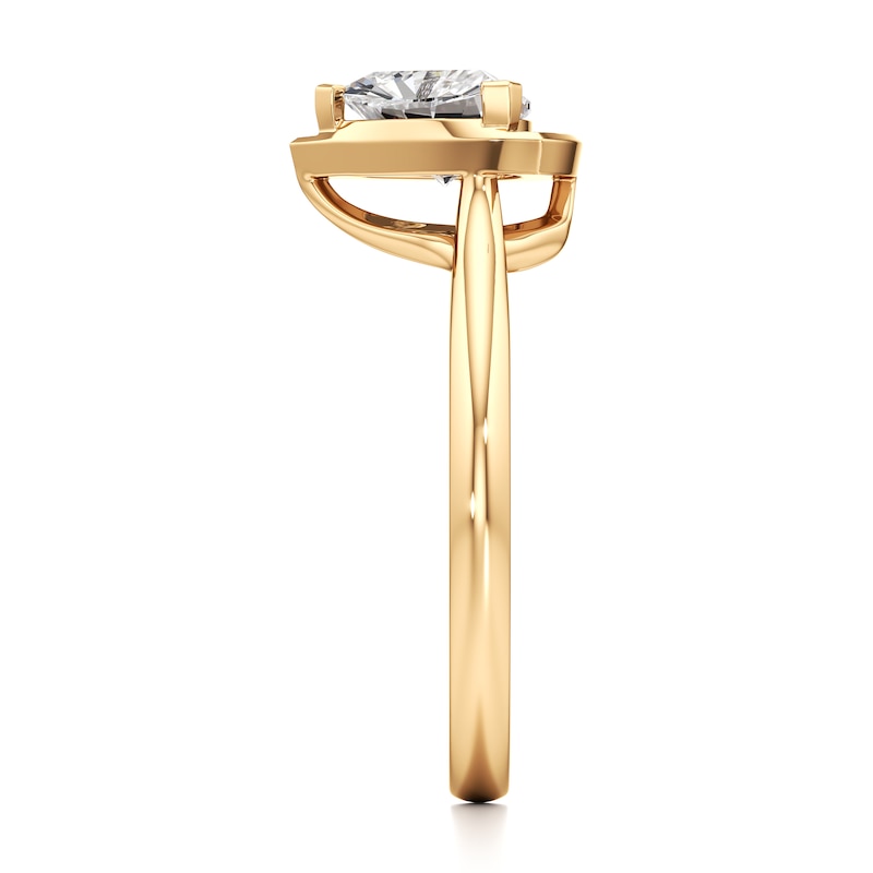 Main Image 3 of J'Lure Trillion Curved Brilliant-Cut Lab-Grown Diamond Half-Halo Engagement Ring 1 ct tw 18K Yellow Gold