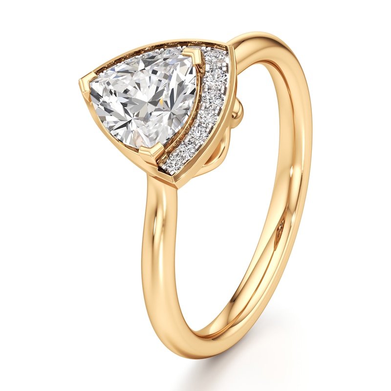 Main Image 4 of J'Lure Trillion Curved Brilliant-Cut Lab-Grown Diamond Half-Halo Engagement Ring 1 ct tw 18K Yellow Gold