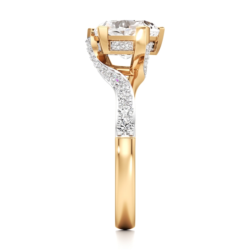 Main Image 3 of J'Lure Pentagon Brilliant-Cut Lab-Grown Diamond Bypass Engagement Ring 2-3/8 ct tw 18K Yellow Gold