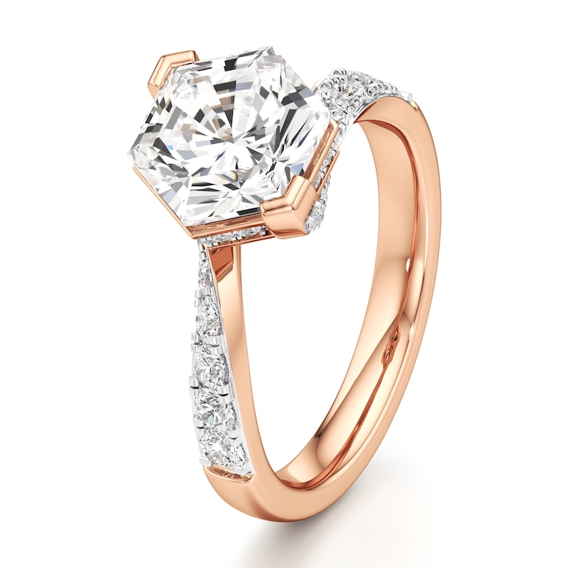 Main Image 4 of J'Lure Hexagon Brilliant-Cut Lab-Grown Diamond Bypass Engagement Ring 3-1/2 ct tw 18K Rose Gold