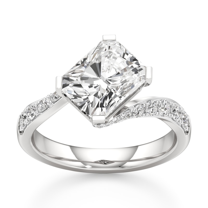 Main Image 1 of J'Lure Radiant Brilliant-Cut Lab-Grown Diamond Bypass Engagement Ring 3-1/2 ct tw 18K White Gold