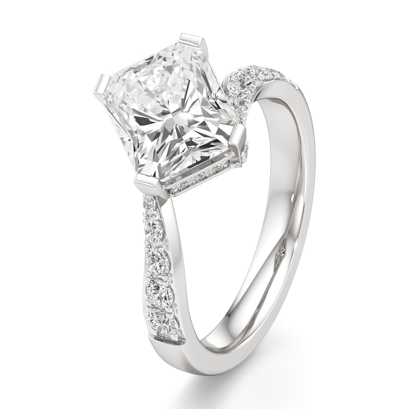 Main Image 4 of J'Lure Radiant Brilliant-Cut Lab-Grown Diamond Bypass Engagement Ring 3-1/2 ct tw 18K White Gold