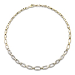 Shy Creation Diamond Graduated Chain Link Necklace 2-3/8 ct tw 14K Yellow Gold 16" SC55021038Z16