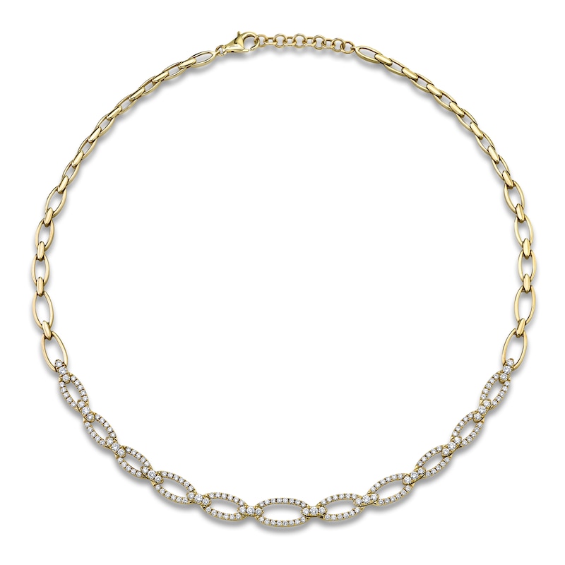Main Image 1 of Shy Creation Diamond Graduated Chain Link Necklace 2-3/8 ct tw 14K Yellow Gold 16" SC55021038Z16