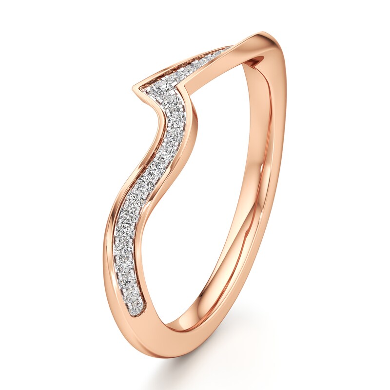 Main Image 4 of J'Lure Lab-Grown Diamond Contour Wedding Band 1/8 ct tw 18K Rose Gold
