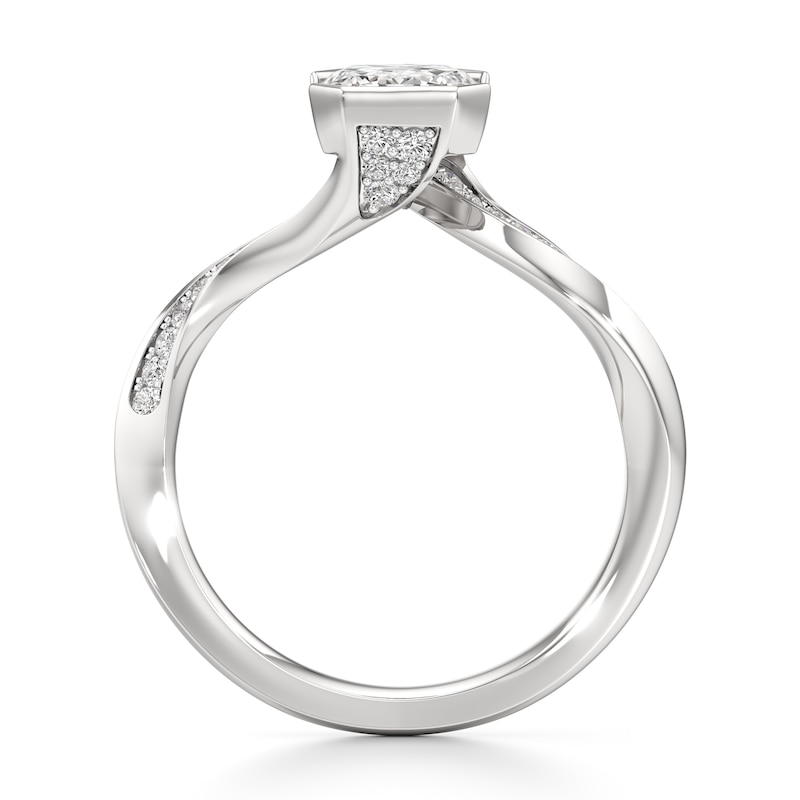 Main Image 2 of J'Lure Imperial-Emerald Step-Cut Lab-Created Diamond Bypass Engagement Ring 2-1/5 ct tw 18K White Gold