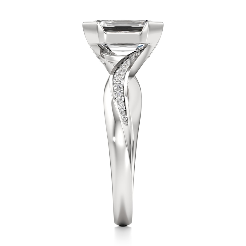 Main Image 3 of J'Lure Imperial-Emerald Step-Cut Lab-Created Diamond Bypass Engagement Ring 2-1/5 ct tw 18K White Gold