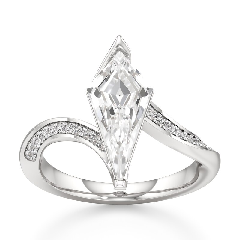 Main Image 1 of J'Lure Kite Step-Cut Lab-Grown Diamond Bypass Engagement Ring 2-1/6 ct tw 18K White Gold