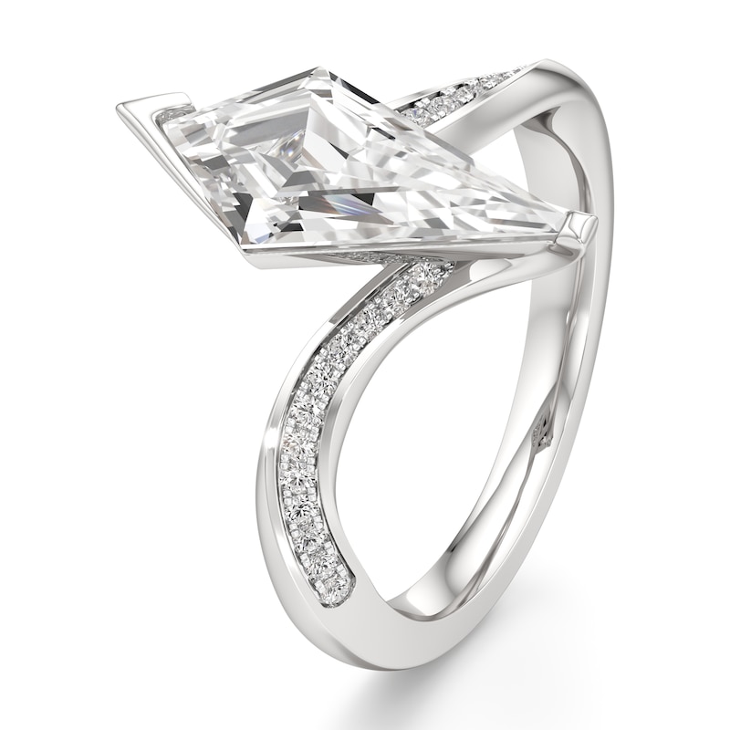 Main Image 4 of J'Lure Kite Step-Cut Lab-Grown Diamond Bypass Engagement Ring 2-1/6 ct tw 18K White Gold