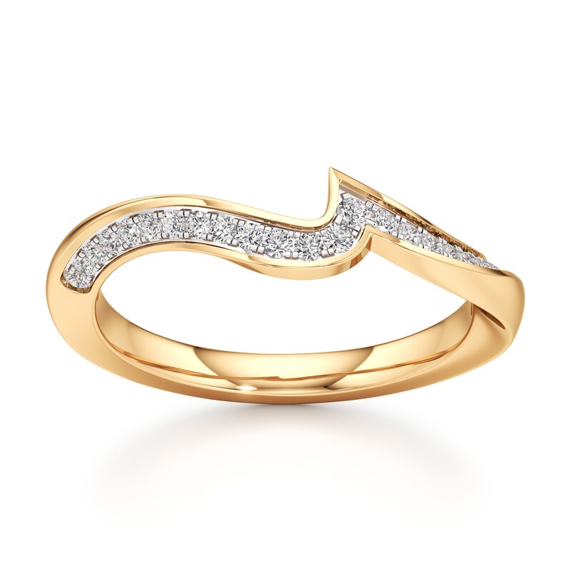 Main Image 1 of J'Lure Lab-Created Diamond Contour Wedding Band 1/6 ct tw 18K Yellow Gold