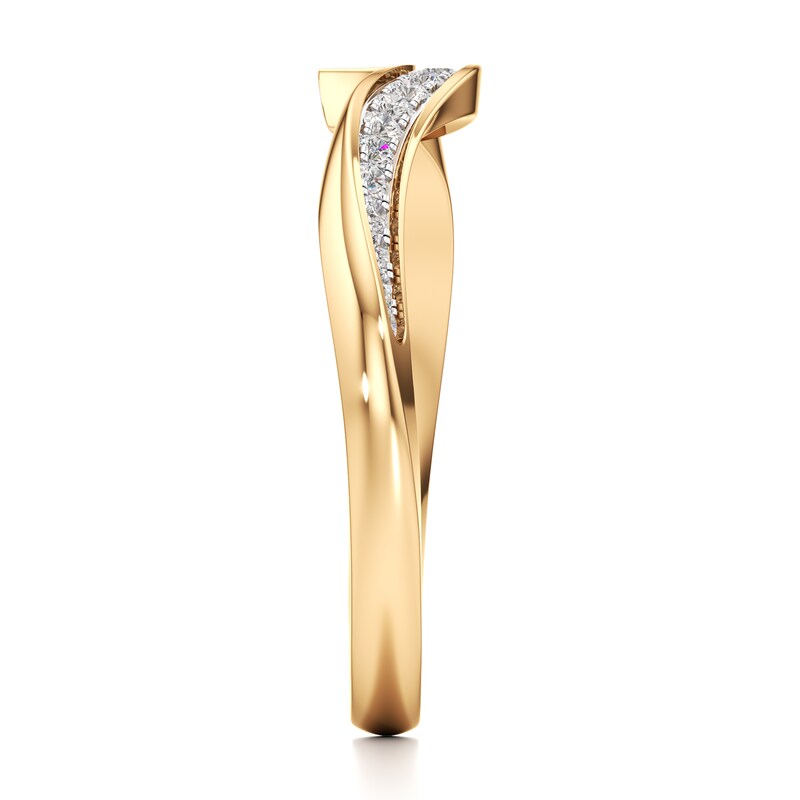 Main Image 3 of J'Lure Lab-Created Diamond Contour Wedding Band 1/6 ct tw 18K Yellow Gold