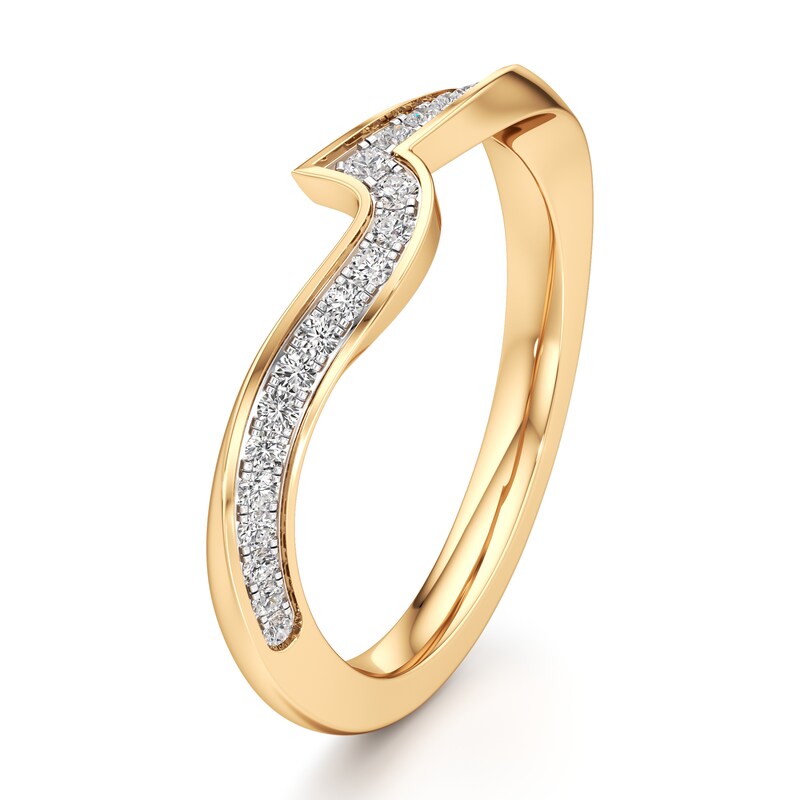 Main Image 4 of J'Lure Lab-Created Diamond Contour Wedding Band 1/6 ct tw 18K Yellow Gold