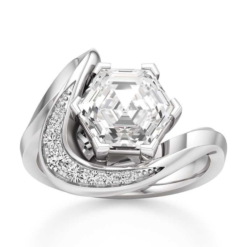 Main Image 1 of J'Lure Hexagon Step-Cut Lab-Grown Diamond Engagement Ring 3 ct tw 18K White Gold