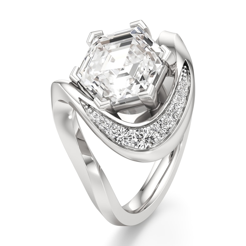 Main Image 4 of J'Lure Hexagon Step-Cut Lab-Grown Diamond Engagement Ring 3 ct tw 18K White Gold