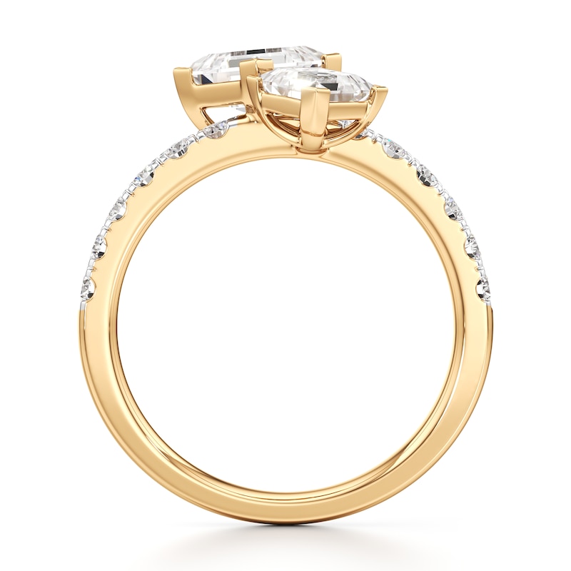 Main Image 2 of J'Lure Carre Step-Cut Two-Stone Lab-Grown Diamond Engagement Ring 1-7/8 ct tw 18K Yellow Gold