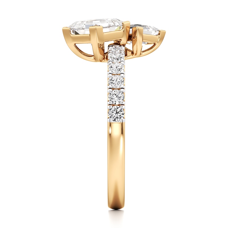 Main Image 3 of J'Lure Carre Step-Cut Two-Stone Lab-Grown Diamond Engagement Ring 1-7/8 ct tw 18K Yellow Gold