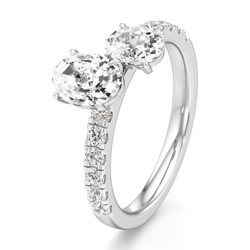 Main Image 4 of J'Lure Oval Step-Cut Two-Stone Lab-Grown Diamond Engagement Ring 1-7/8 ct tw 18K White Gold
