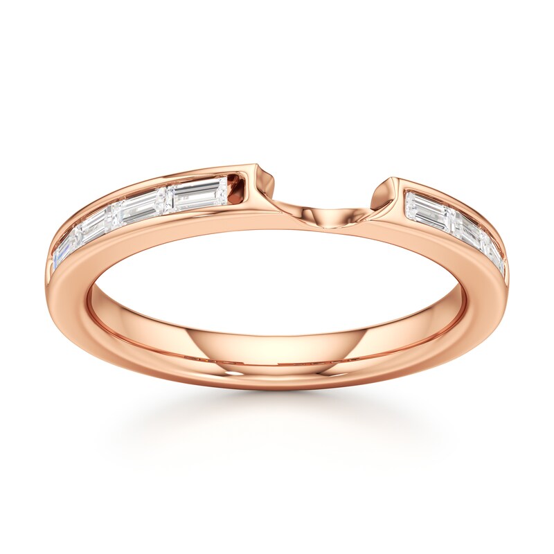 Main Image 1 of J'Lure Baguette-Cut Lab-Grown Diamond Contour Wedding Band 1/3 ct tw 18K Rose Gold