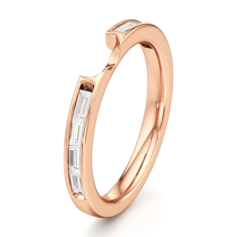 Main Image 4 of J'Lure Baguette-Cut Lab-Grown Diamond Contour Wedding Band 1/3 ct tw 18K Rose Gold