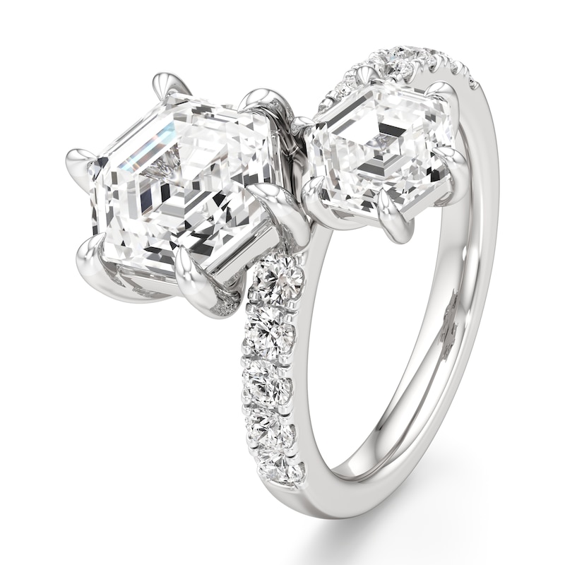 Main Image 3 of J'Lure Hexagon Step-Cut Two-Stone Lab-Grown Diamond Engagement Ring 4-3/4 ct tw 18K White Gold