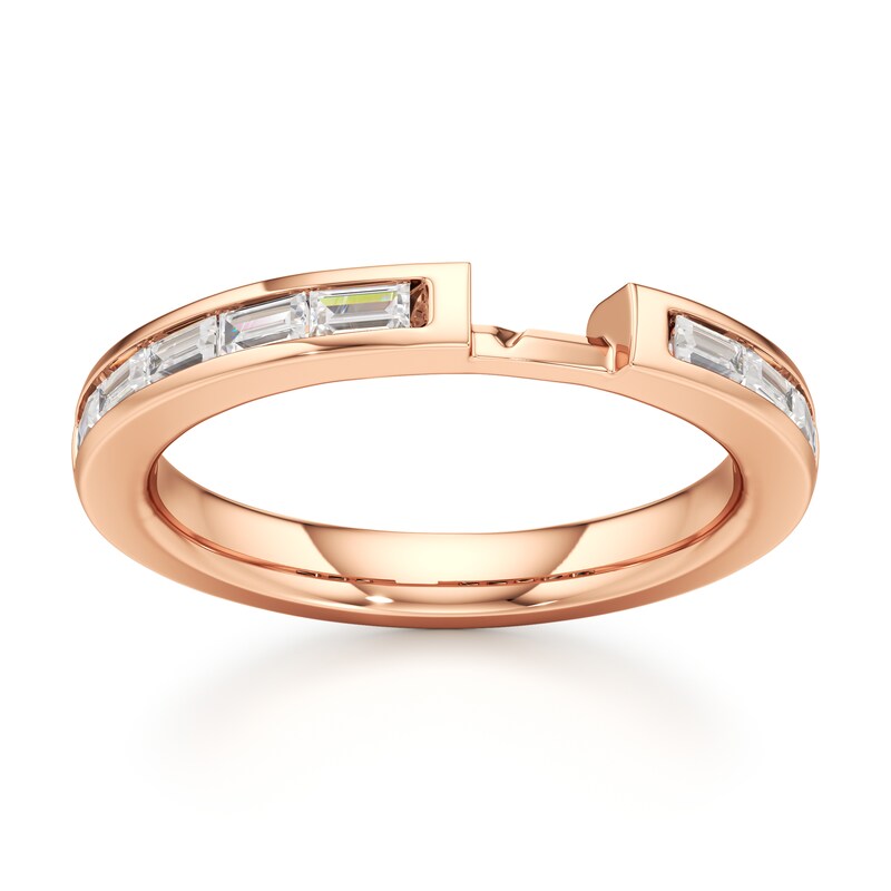 Main Image 1 of J'Lure Baguette-Cut Lab-Grown Diamond Contour Wedding Band 3/8 ct tw 18K Rose Gold