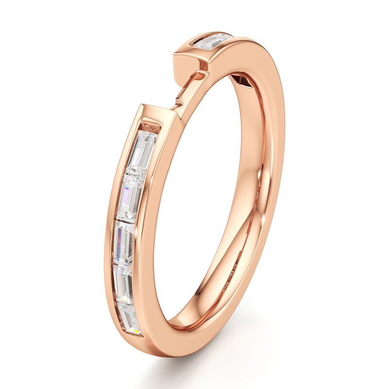 Main Image 4 of J'Lure Baguette-Cut Lab-Grown Diamond Contour Wedding Band 3/8 ct tw 18K Rose Gold