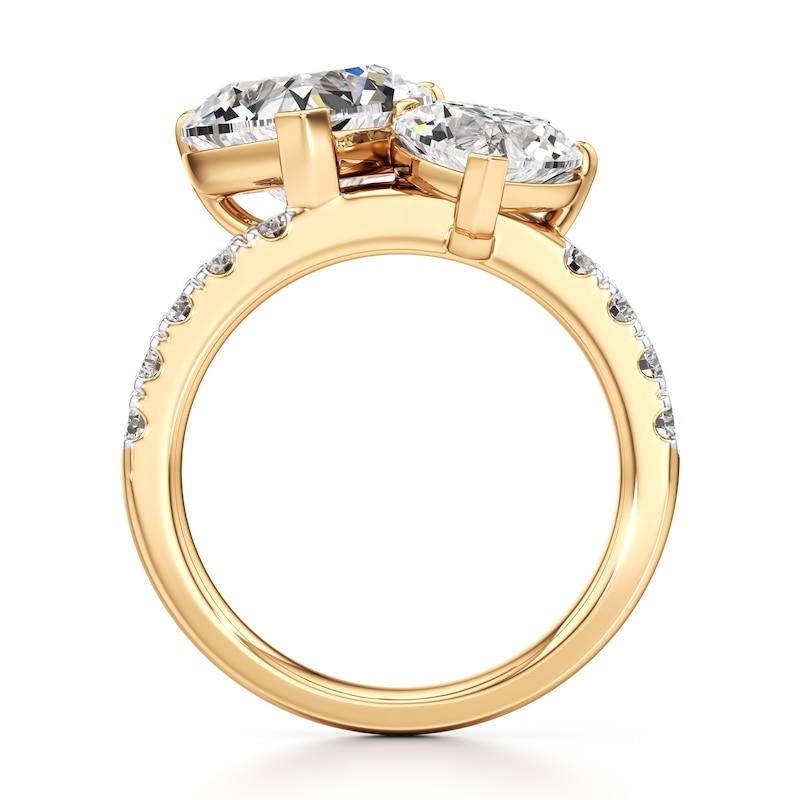 Main Image 2 of J'Lure Heart Brilliant-Cut Two-Stone Lab-Grown Diamond Engagement Ring 4-5/8 ct tw 18K Yellow Gold