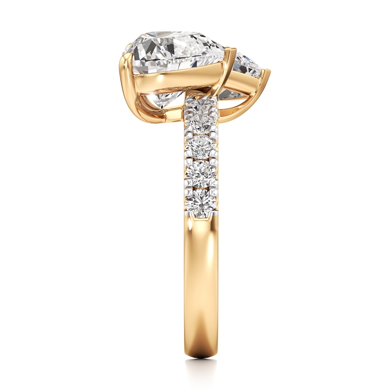 Main Image 3 of J'Lure Heart Brilliant-Cut Two-Stone Lab-Grown Diamond Engagement Ring 4-5/8 ct tw 18K Yellow Gold