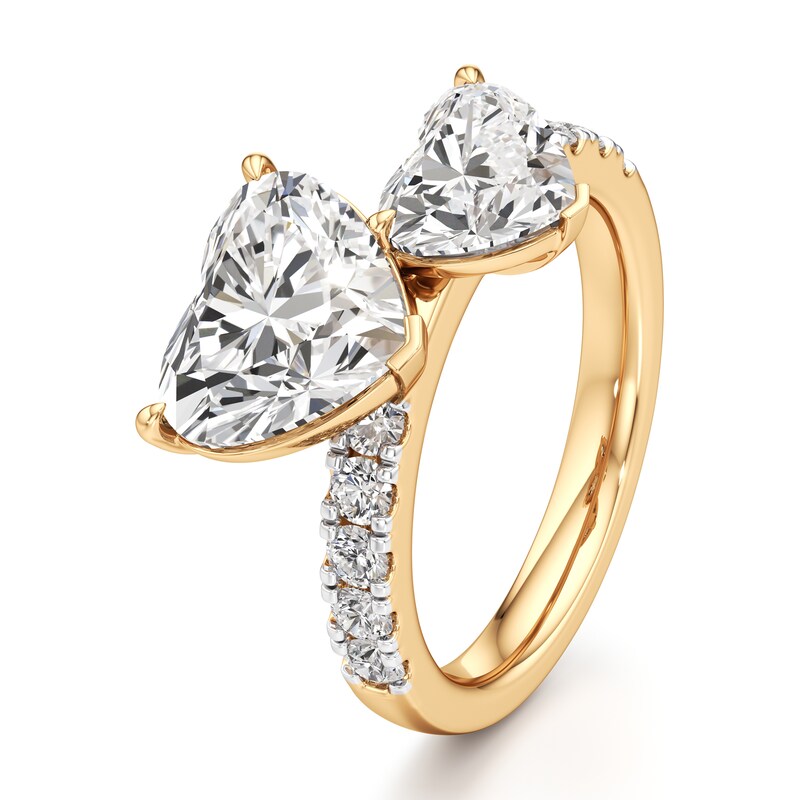 Main Image 4 of J'Lure Heart Brilliant-Cut Two-Stone Lab-Grown Diamond Engagement Ring 4-5/8 ct tw 18K Yellow Gold