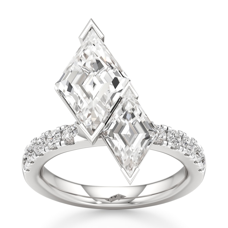 Main Image 1 of J'Lure Lozenge Step-Cut Two-Stone Lab-Grown Diamond Engagement Ring 4-5/8 ct tw 18K White Gold